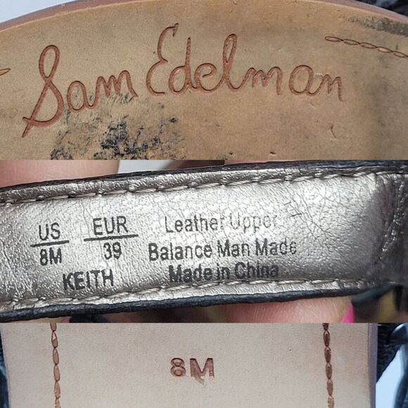 Sam Edelman Keith Gladiator Leather Studded Heeled Sandals 8 Black Strappy - Picture 3 of 11